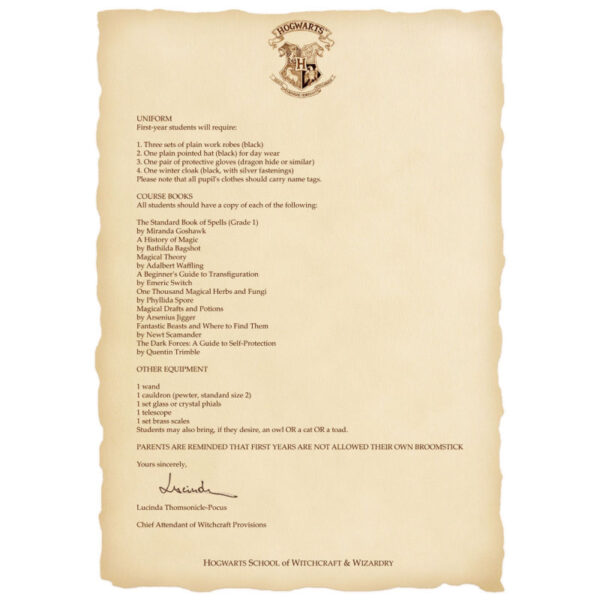 Carta invitación a Hogwarts personalizada - Imagen 4